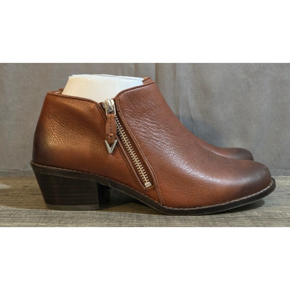 Vionic Jolene Leather Ankle Boots Women's Size 6.5 Brown Side Zip